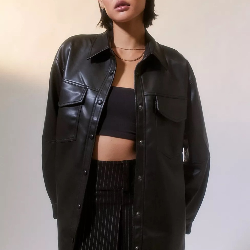 APPARIS Riley Faux Leather Shirt Jacket